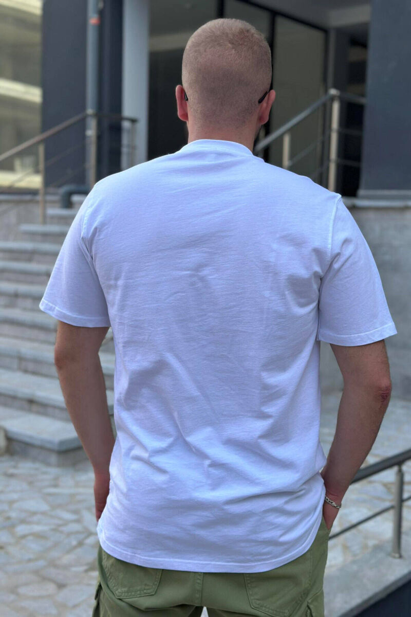 ROUND NECK COTTON MEN T-SHIRT WHITE-E BARDHE - 2