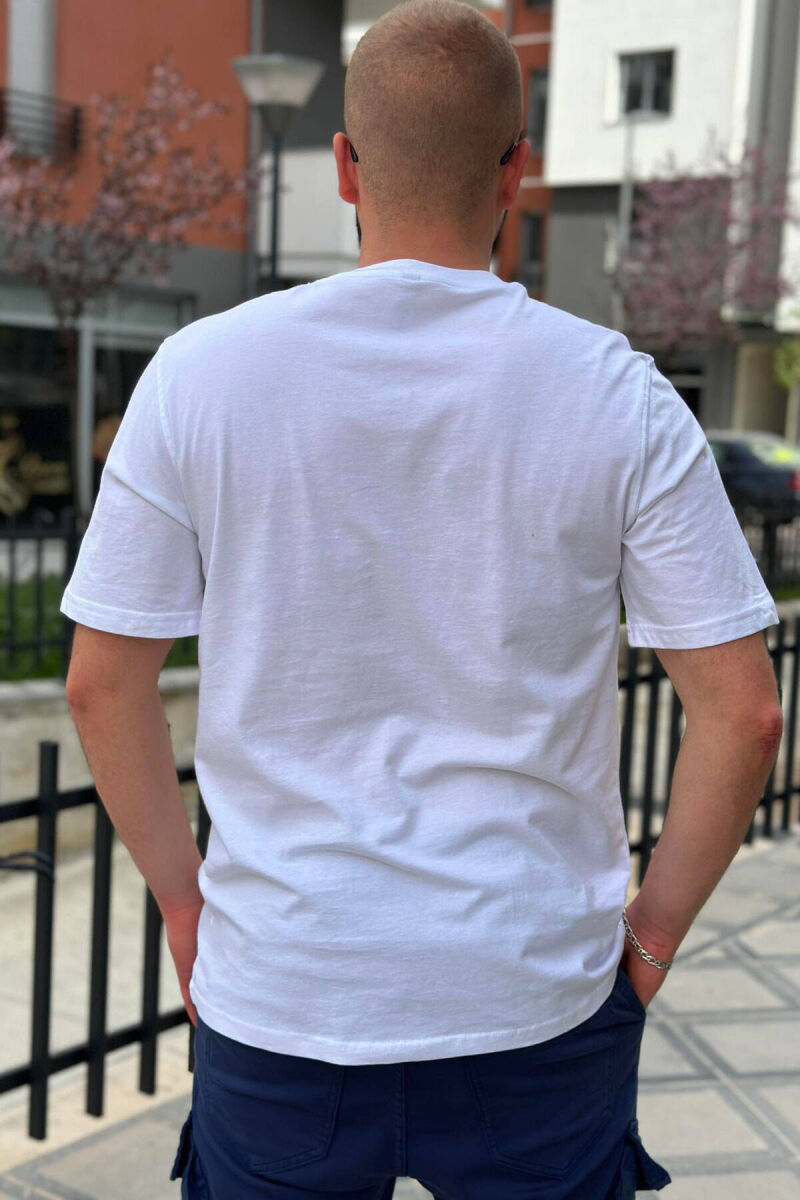 ROUND NECK COTTON MEN T-SHIRT WHITE-E BARDHE - 2