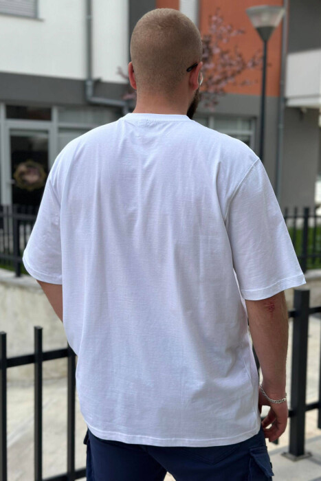 ROUND NECK COTTON MEN T-SHIRT WHITE-E BARDHE - 2