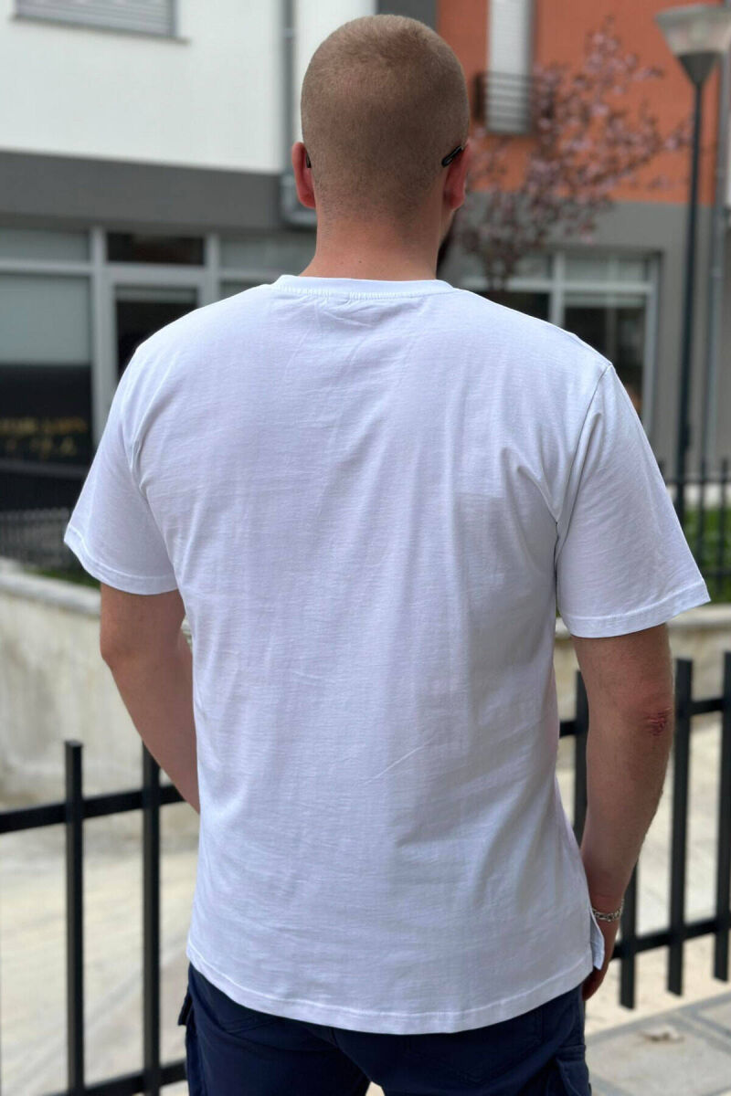 ROUND NECK COTTON MEN T-SHIRT WHITE-E BARDHE - 2