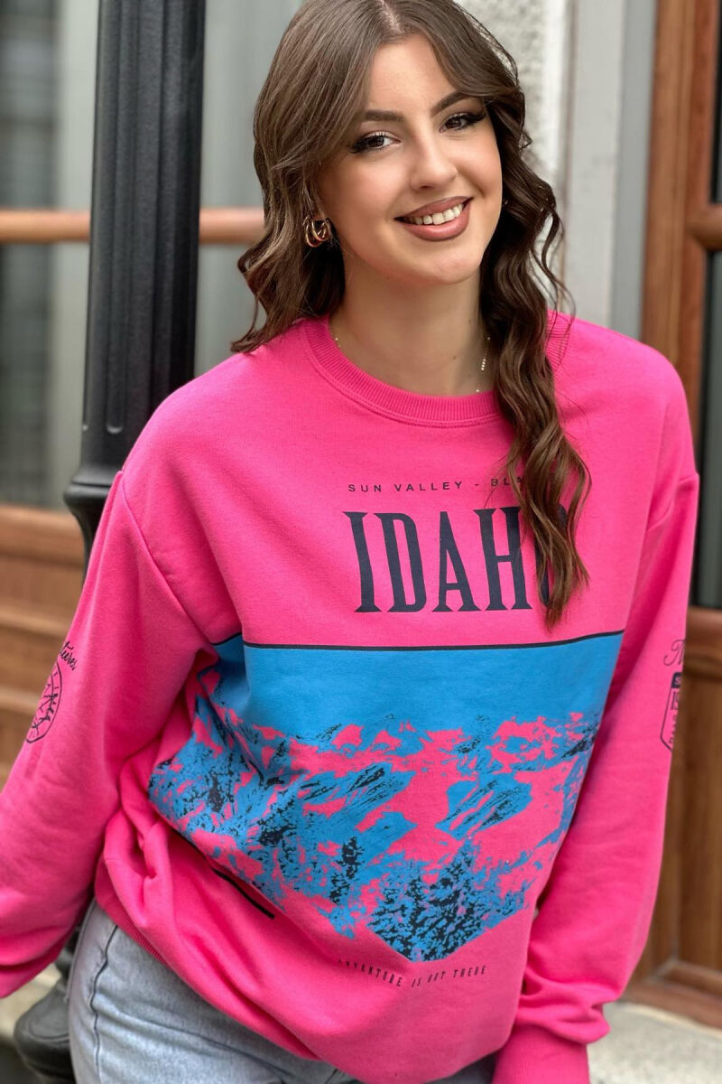 ROUND NECK COTTON SIMPLE WOMAN SWEATSHIRT FUCHSIA/CIKLAMI - 2