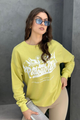 ROUND NECK COTTON SIMPLE WOMAN SWEATSHIRT YELLOW/E VERDHE 