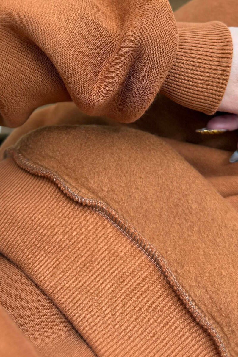 ROUND NECK FLUFFY SWEATSHIRT+ JOGGERS WOMEN SET BRICK/TULLE - 5