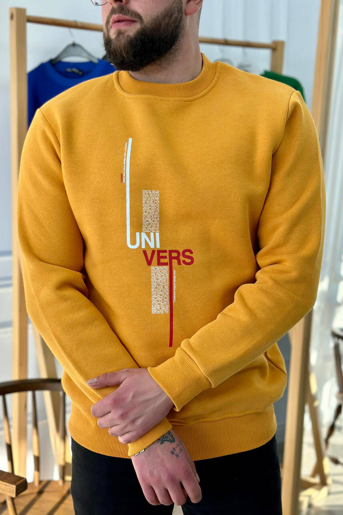 Mustard sweatshirt mens on sale