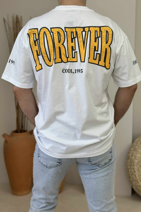 ROUND NECK FRONT & BACK WRITTINGS MEN T-SHIRT WHITE-E BARDHE - 3