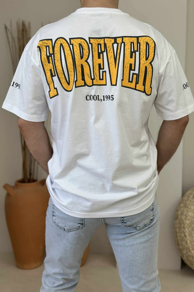 ROUND NECK FRONT & BACK WRITTINGS MEN T-SHIRT WHITE-E BARDHE - 3