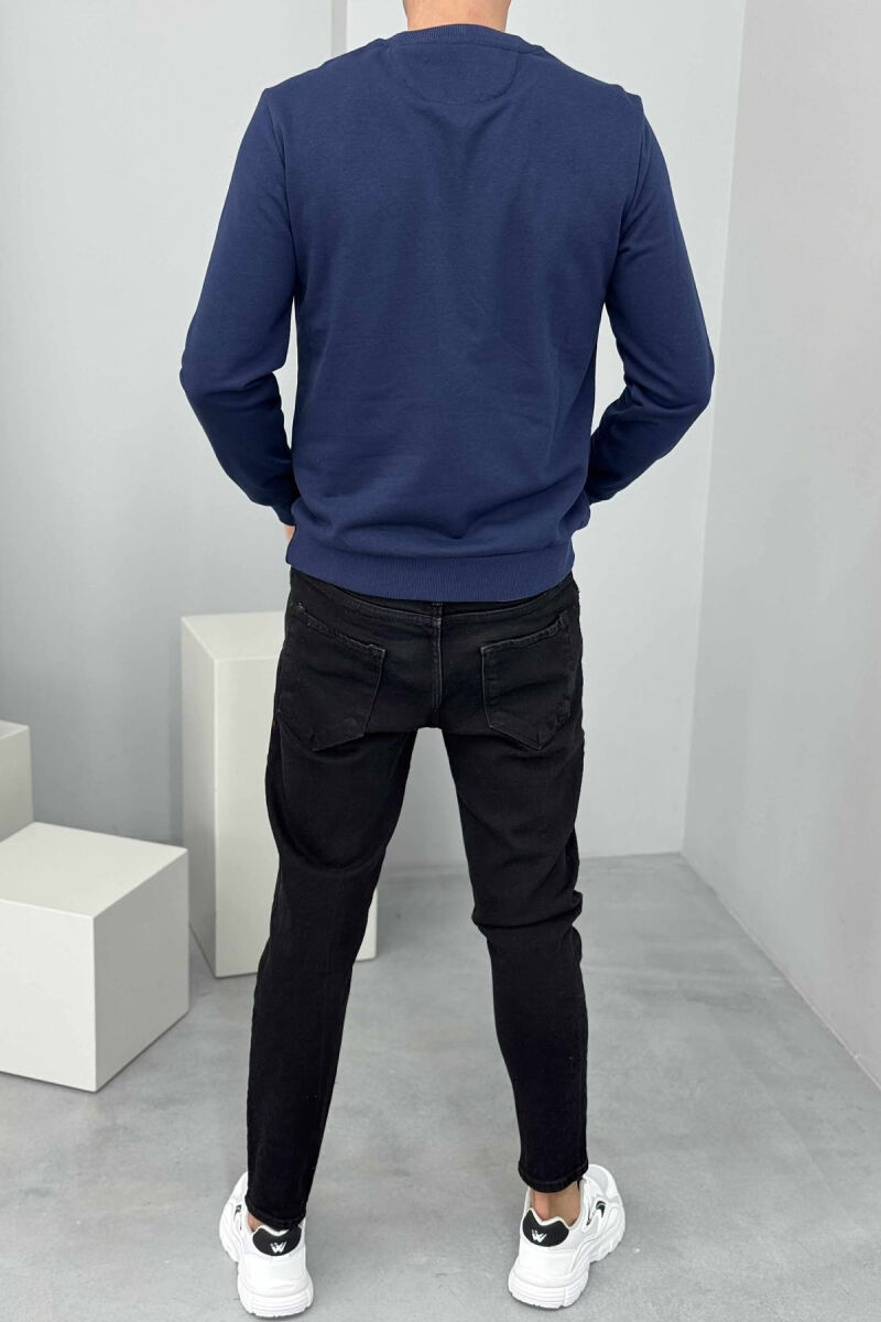 ROUND NECK FRONT DESIGN MEN SWEATSHIRT BLUE/BLU - 3