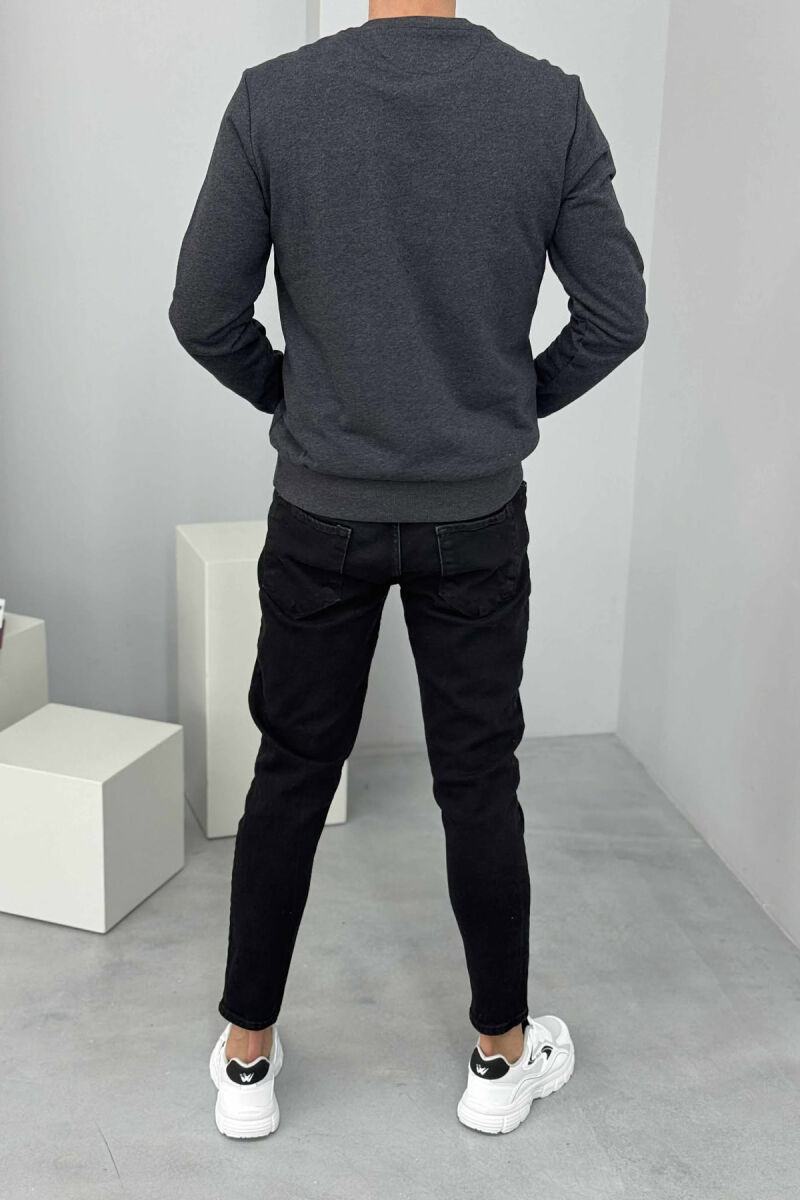 ROUND NECK FRONT DESIGN MEN SWEATSHIRT DARK GREY/GEE - 3