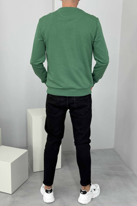 ROUND NECK FRONT DESIGN MEN SWEATSHIRT GREEN/JESHILE - 3