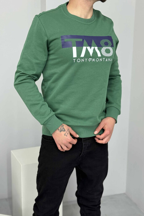 ROUND NECK FRONT DESIGN MEN SWEATSHIRT GREEN/JESHILE - 4