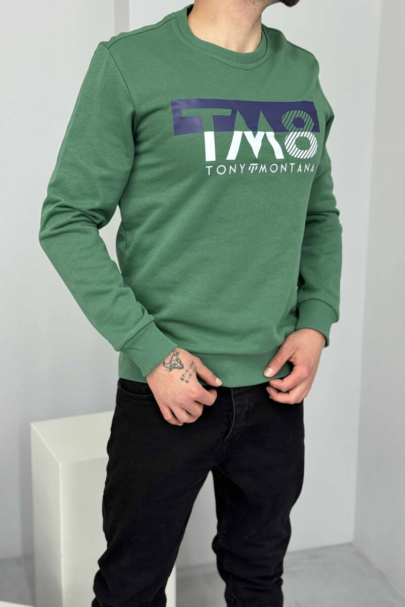 ROUND NECK FRONT DESIGN MEN SWEATSHIRT GREEN/JESHILE - 4