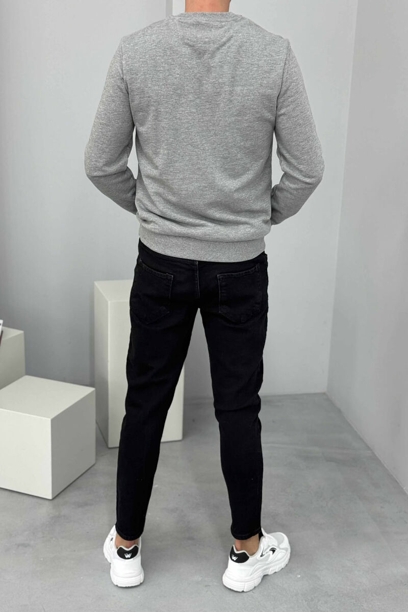 ROUND NECK FRONT DESIGN MEN SWEATSHIRT GREY/GRI - 3