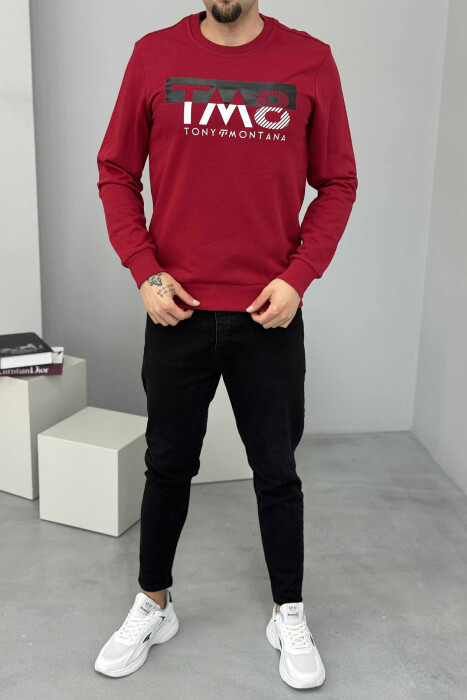 ROUND NECK FRONT DESIGN MEN SWEATSHIRT RED/E KUQE 