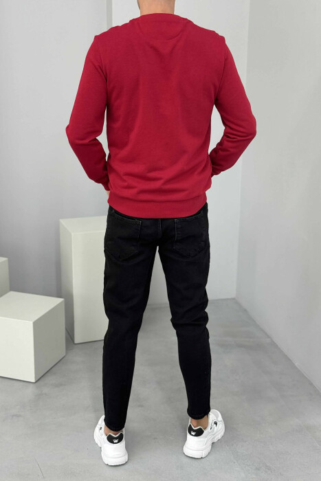 ROUND NECK FRONT DESIGN MEN SWEATSHIRT RED/E KUQE - 3