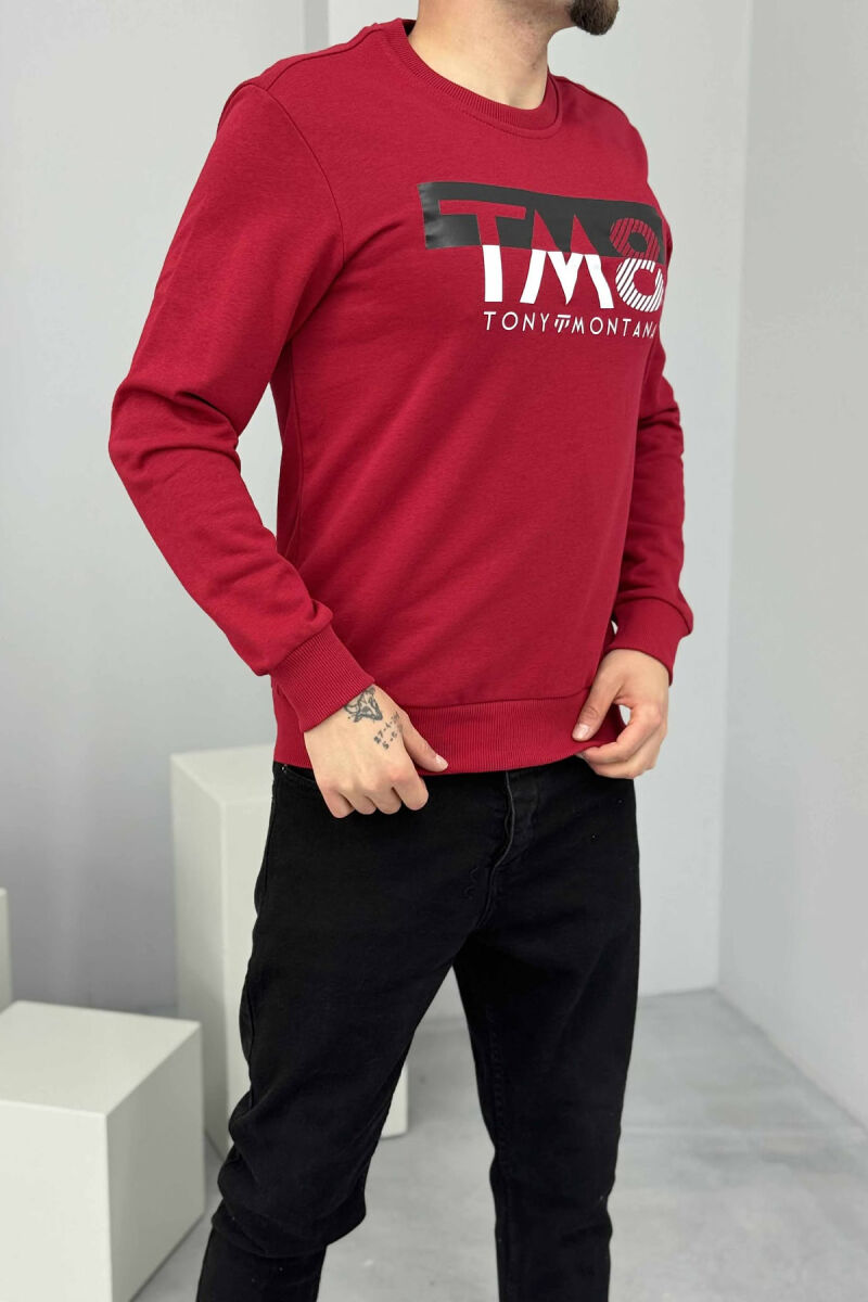 ROUND NECK FRONT DESIGN MEN SWEATSHIRT RED/E KUQE - 4