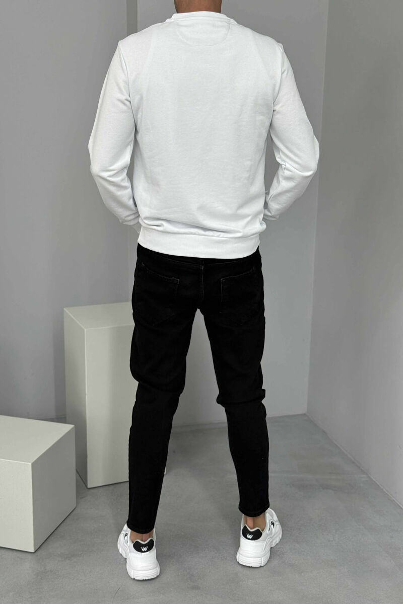 ROUND NECK FRONT DESIGN MEN SWEATSHIRT WHITE-E BARDHE - 3