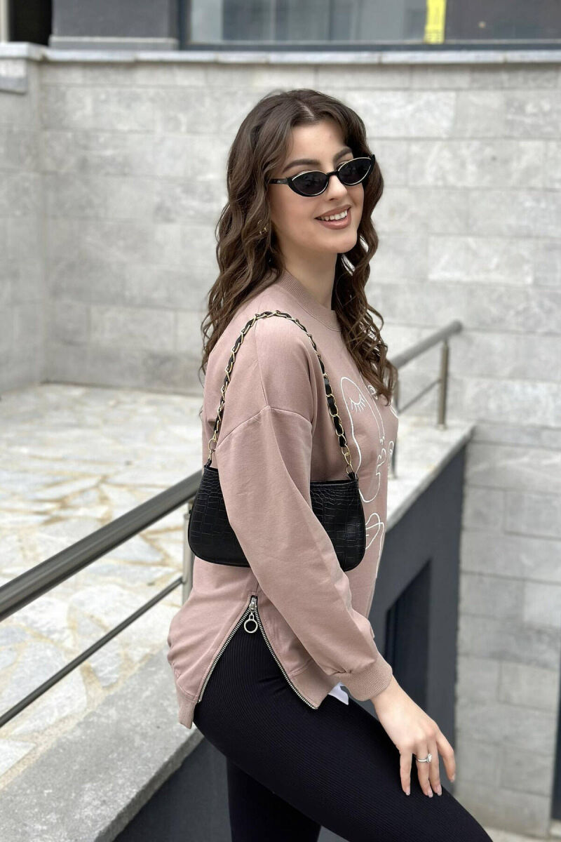 ROUND NECK IMAGE COTTON WOMAN SWEATSHIRT BEIGE/BEZHE - 2