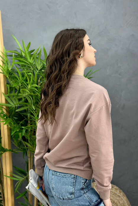 ROUND NECK IMAGE COTTON WOMAN SWEATSHIRT BEIGE/BEZHE - 2