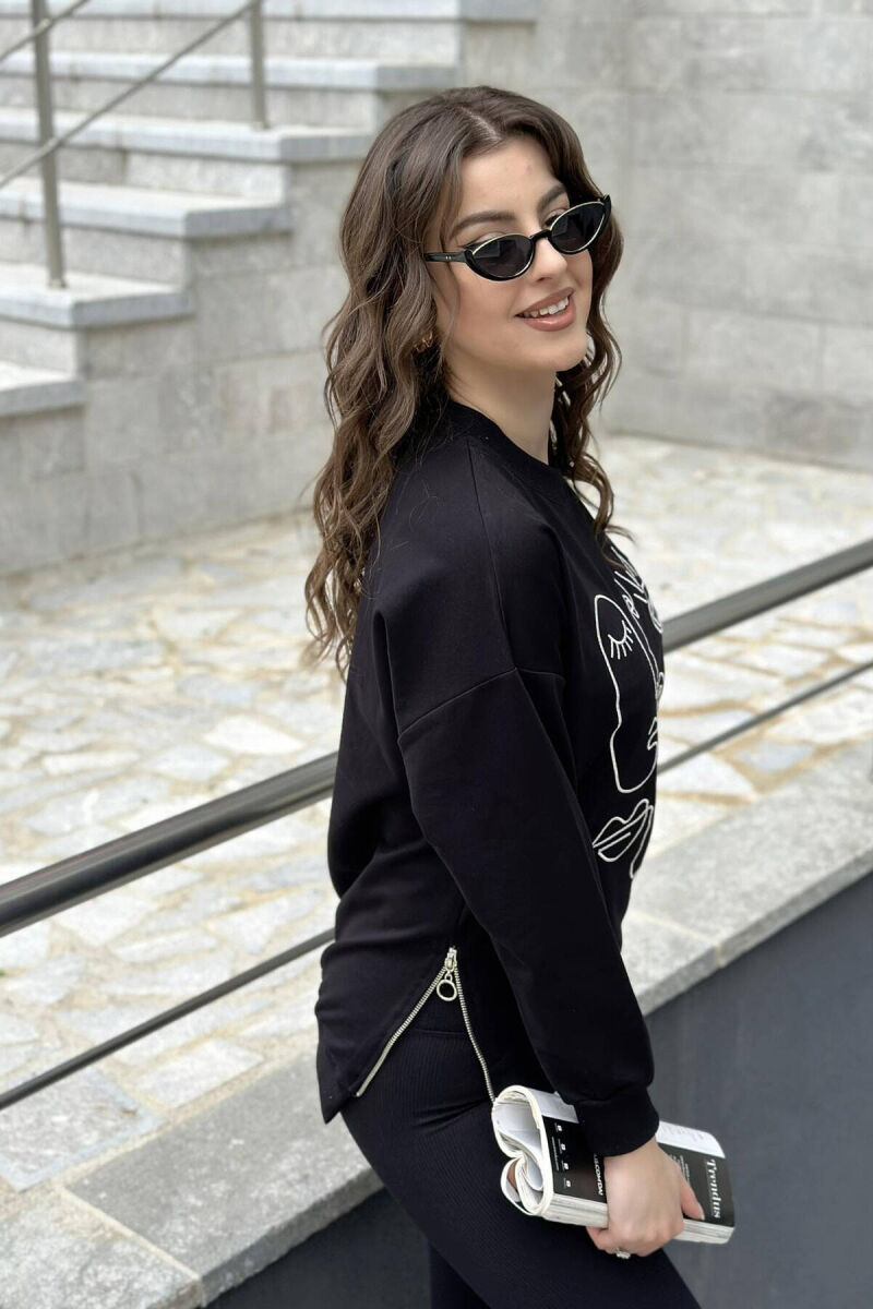 ROUND NECK IMAGE COTTON WOMAN SWEATSHIRT BLACK/ E ZEZE - 2