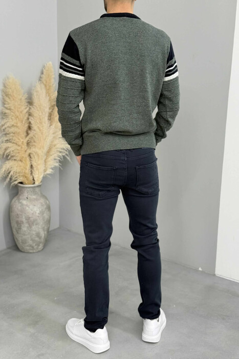 ROUND NECK KNITTED MEN SWEATER GREEN/JESHILE - 4