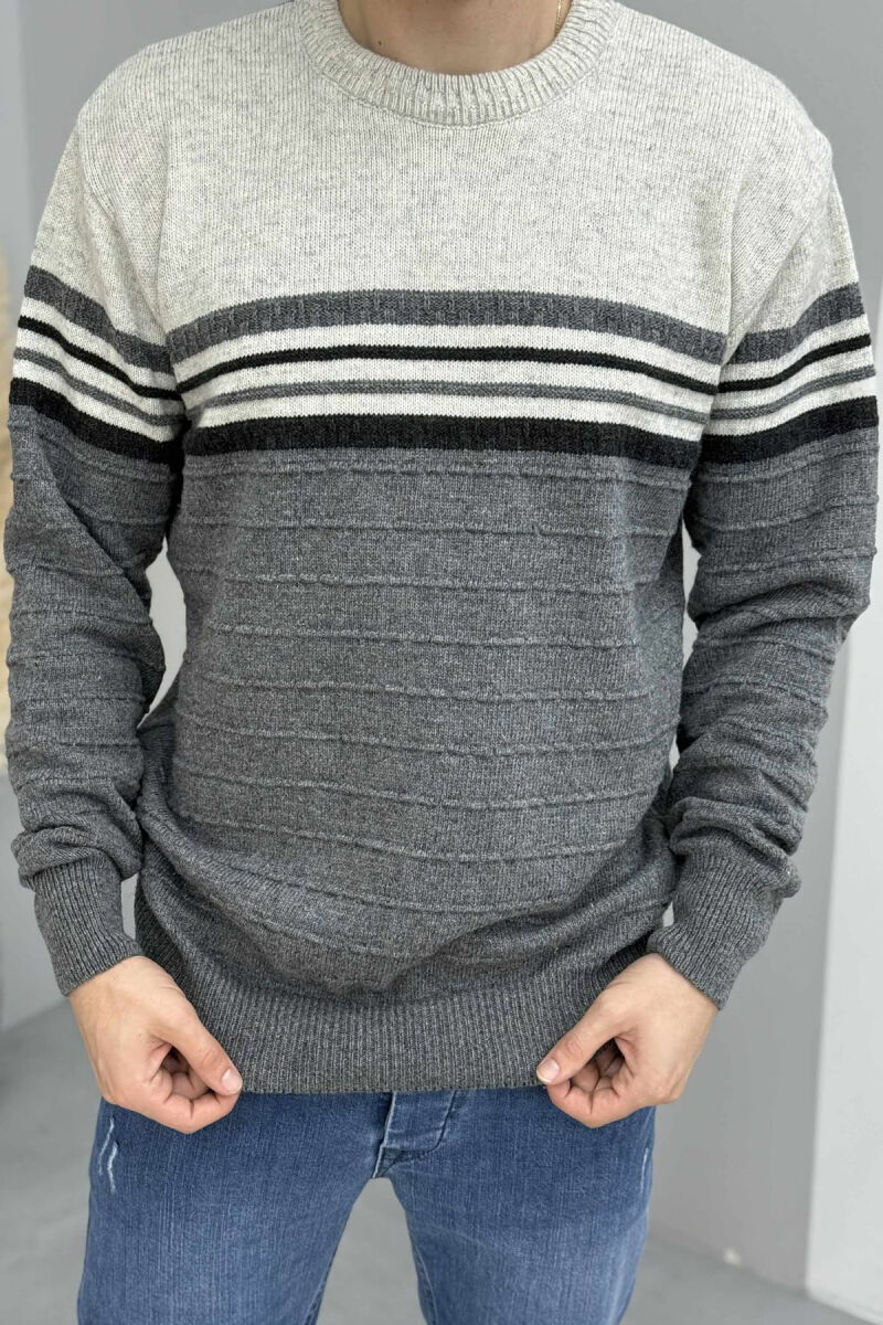 ROUND NECK KNITTED MEN SWEATER GREY/GRI - 2