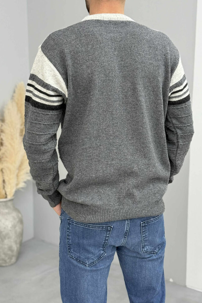 ROUND NECK KNITTED MEN SWEATER GREY/GRI - 4