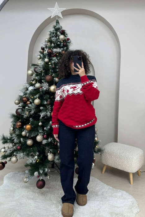 TRIKO E THURRUR ME JAKE RRUMBULLAKE PER FEMRA NE NGJYRE TE KUQE - KLAUDIO FASHION