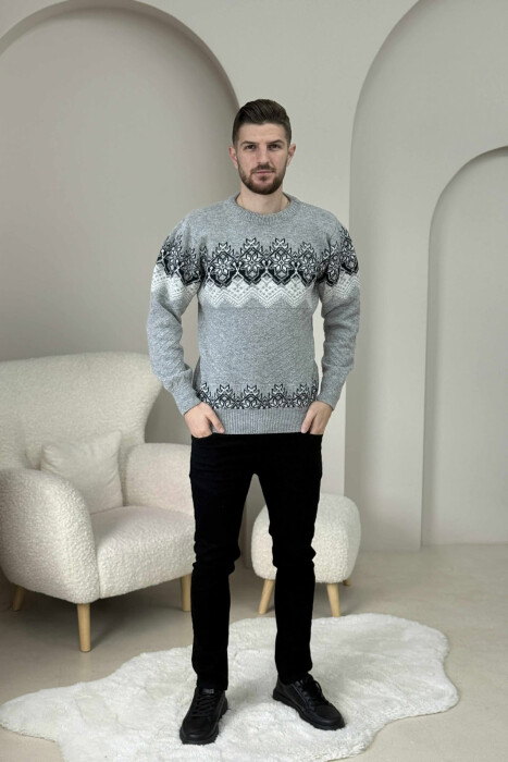 TRIKO E THURRUR ME JAKE TE RRUMBULLAKET DHE MOTIVE TE THJESHTA PER MESHKUJ NE NGJYRE GRI - KLAUDIO FASHION