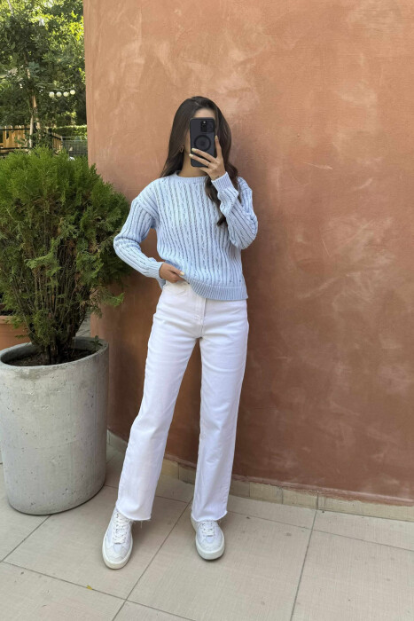 ROUND NECK KNITTED WOMEN SWEATER BEAUBLUE/BBL 