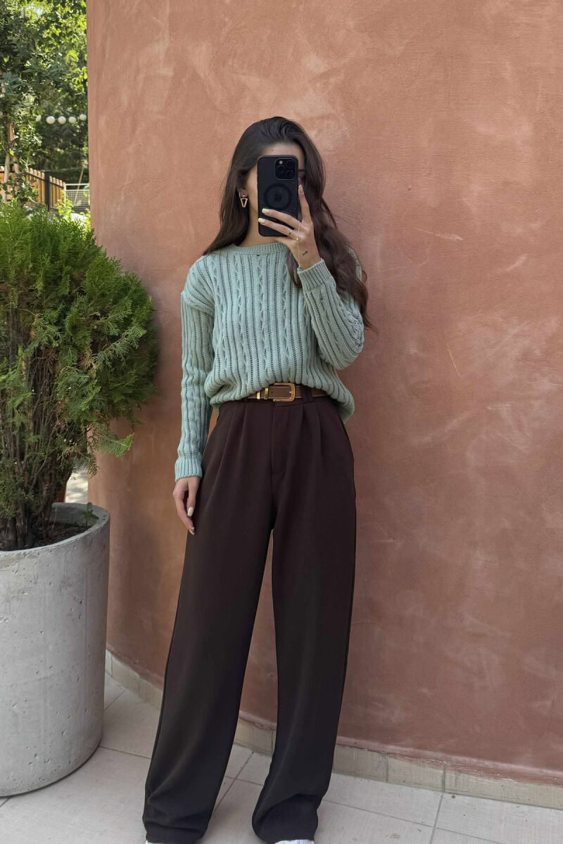 ROUND NECK KNITTED WOMEN SWEATER MINT/MENTE - 2