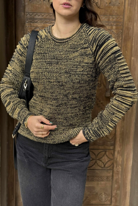 ROUND NECK KNITTED WOMEN SWEATER YELLOW/E VERDHE - 5