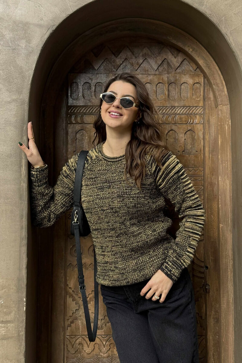 ROUND NECK KNITTED WOMEN SWEATER YELLOW/E VERDHE - 2