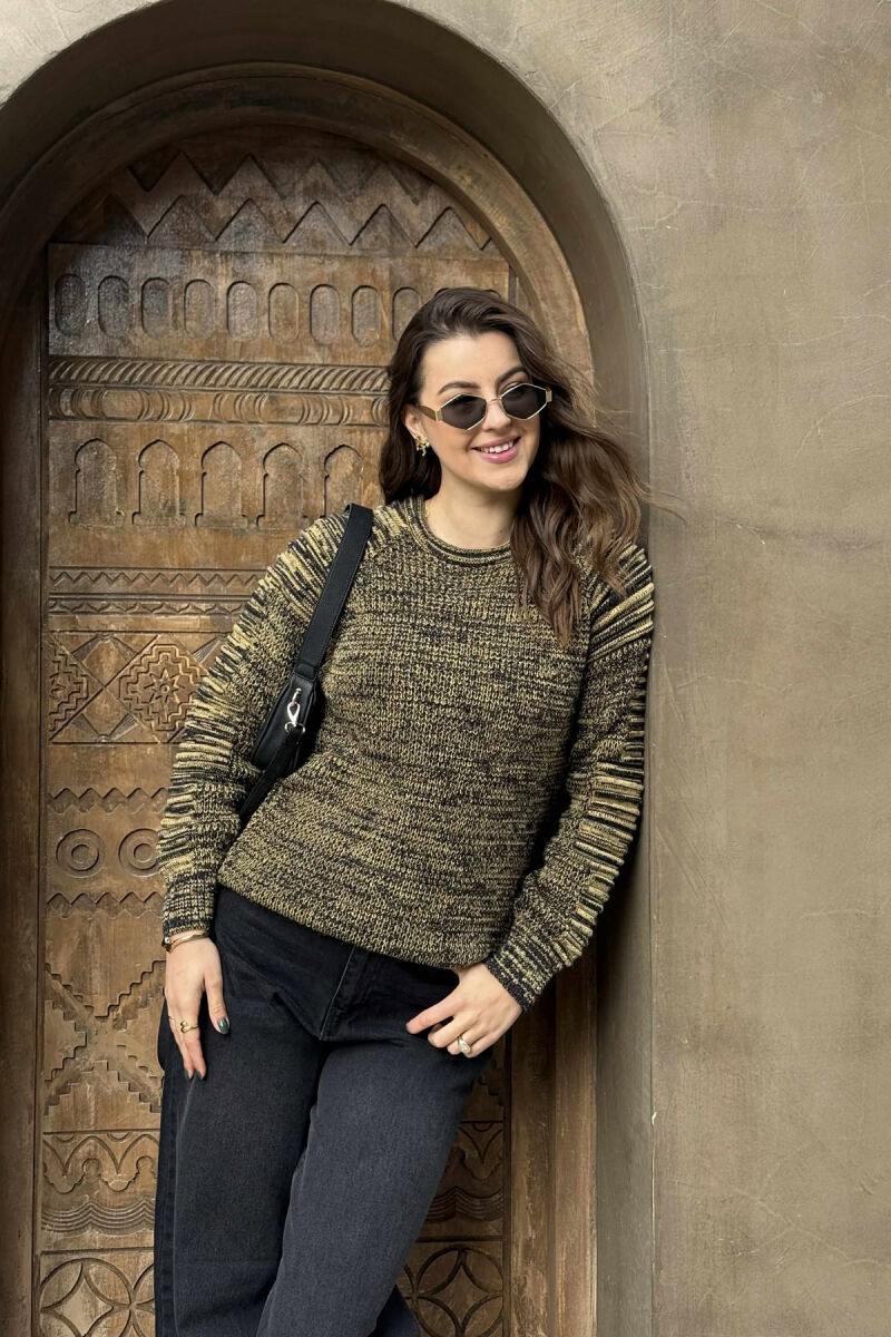 ROUND NECK KNITTED WOMEN SWEATER YELLOW/E VERDHE - 3