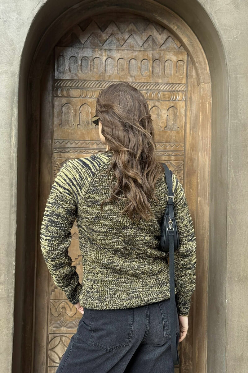 ROUND NECK KNITTED WOMEN SWEATER YELLOW/E VERDHE - 4