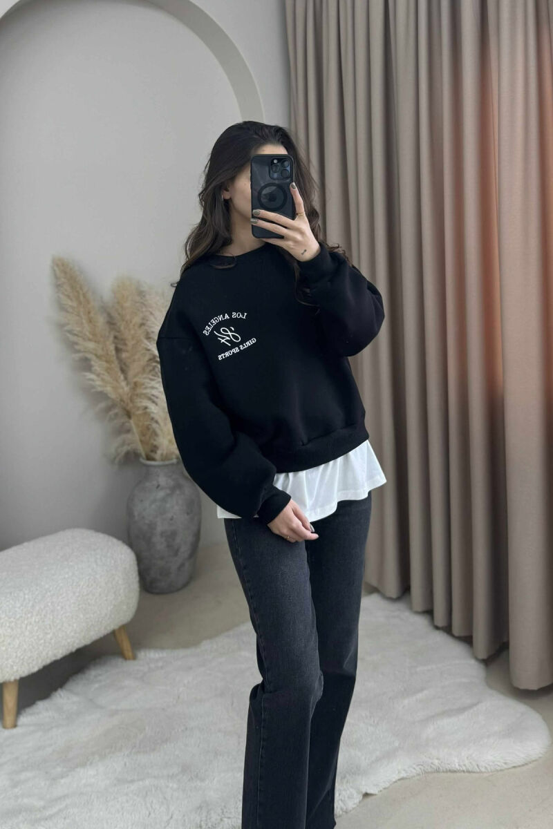 ROUND NECK LA FLUFFY WOMEN SWEATSHIRT BLACK/ E ZEZE - 2