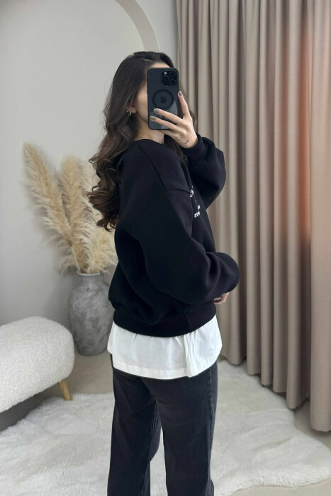 ROUND NECK LA FLUFFY WOMEN SWEATSHIRT BLACK/ E ZEZE - 3