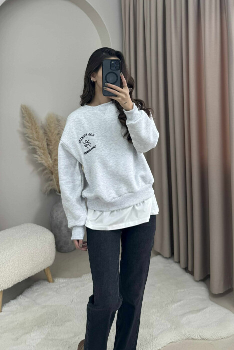 ROUND NECK LA FLUFFY WOMEN SWEATSHIRT LIGHT GREY/GZ 