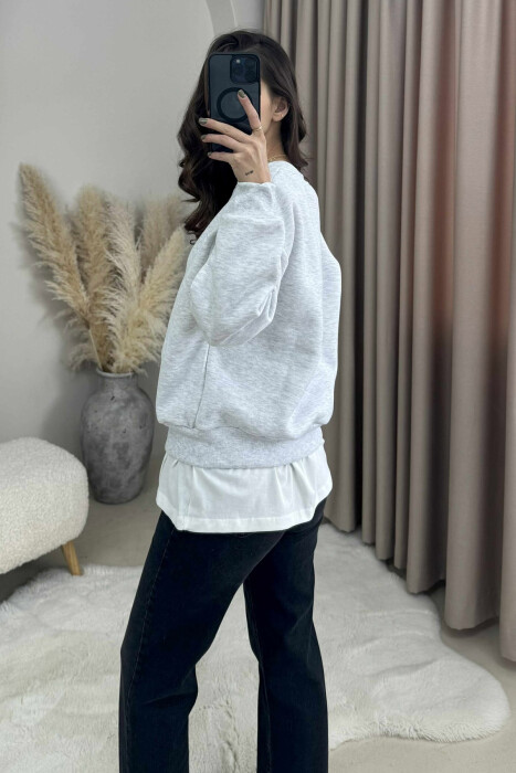 ROUND NECK LA FLUFFY WOMEN SWEATSHIRT LIGHT GREY/GZ - 2