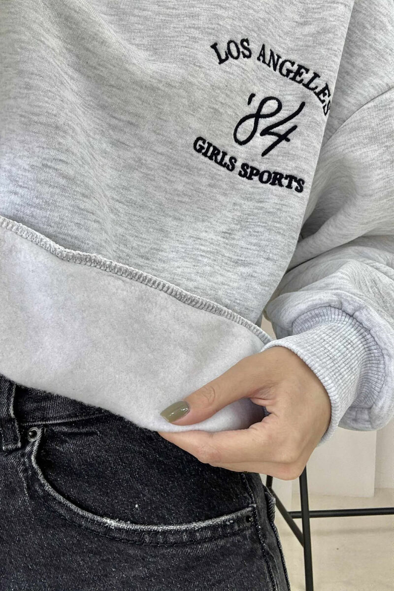 ROUND NECK LA FLUFFY WOMEN SWEATSHIRT LIGHT GREY/GZ - 5