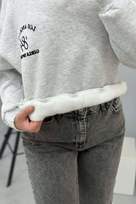 ROUND NECK LA FLUFFY WOMEN SWEATSHIRT LIGHT GREY/GZ - 3