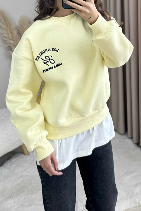 ROUND NECK LA FLUFFY WOMEN SWEATSHIRT YELLOW/E VERDHE - 2