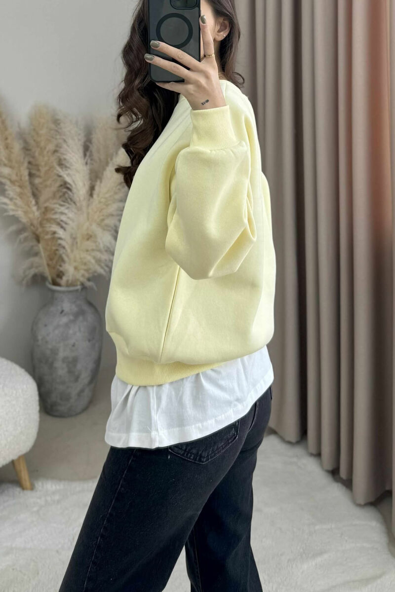 ROUND NECK LA FLUFFY WOMEN SWEATSHIRT YELLOW/E VERDHE - 3