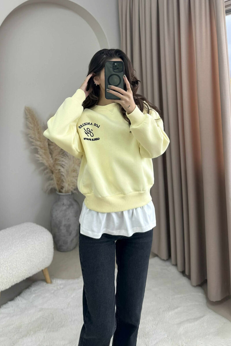 ROUND NECK LA FLUFFY WOMEN SWEATSHIRT YELLOW/E VERDHE - 5