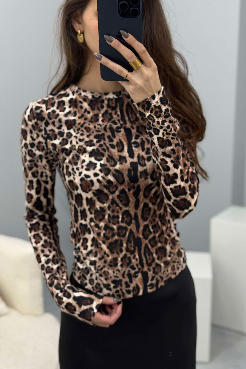 ROUND NECK LEO DESIGN WOMEN SWEATSHIRT LEO/LEOPARD - 2