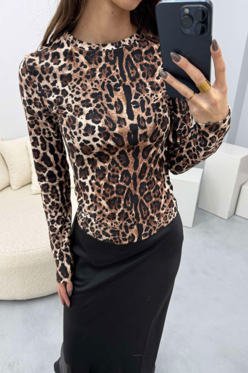 ROUND NECK LEO DESIGN WOMEN SWEATSHIRT LEO/LEOPARD - 3