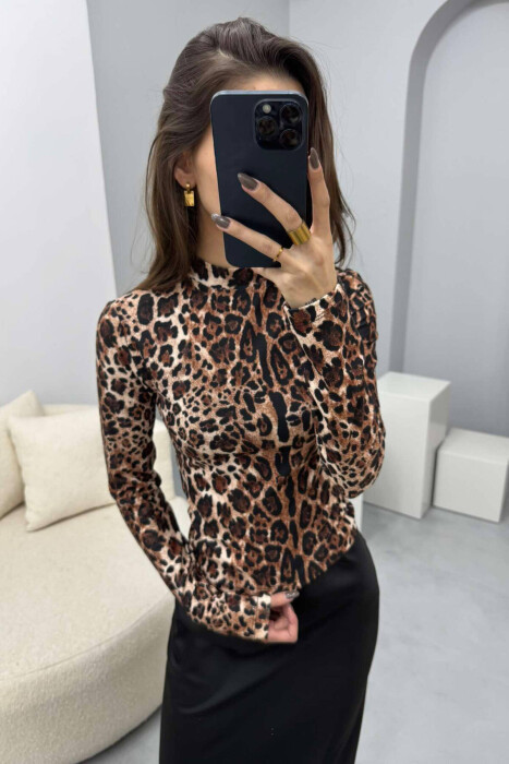 ROUND NECK LEO DESIGN WOMEN SWEATSHIRT LEO/LEOPARD - 4