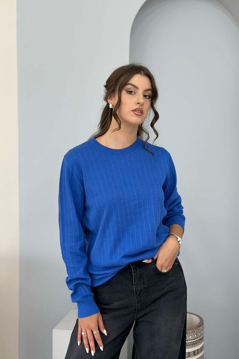 ROUND NECK LIGHT WOMEN SWEATER BLUE/BLU - 4