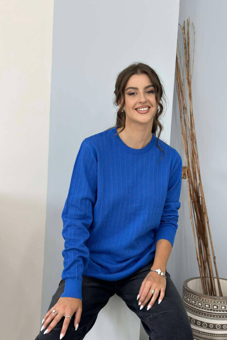 ROUND NECK LIGHT WOMEN SWEATER BLUE/BLU - 5