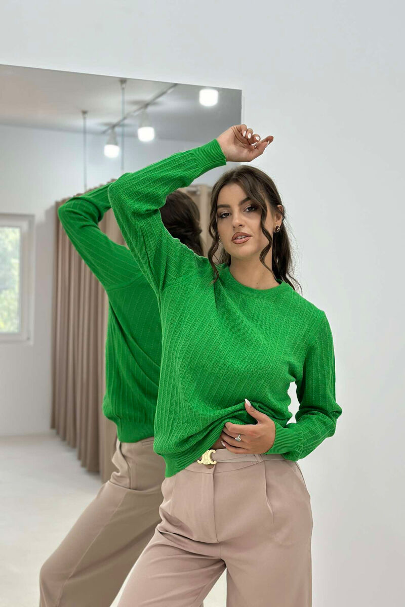 ROUND NECK LIGHT WOMEN SWEATER GREEN/JESHILE - 1