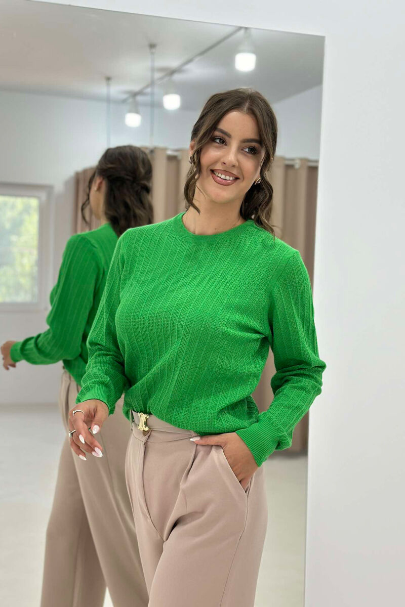 ROUND NECK LIGHT WOMEN SWEATER GREEN/JESHILE - 2